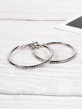 Stainless Steel Hoop Earrings With Rhinestone